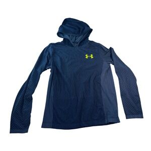 Under Armour Boys Navy Blue HeatGear Loose Fit Textured Knit Hoodie YMD Medium